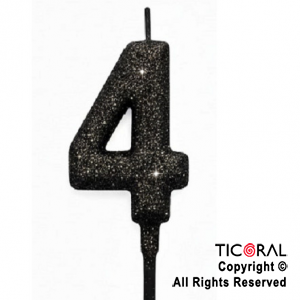 VELA NUMERAL CHICO 5.5 CM CON GIBRE NEGRO NUMERO 4 x 1